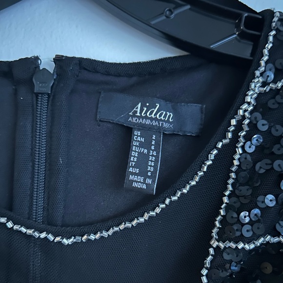 Aidan Mattox Mesh V-Neck Beaded Mini Dresss - Picture 6 of 8